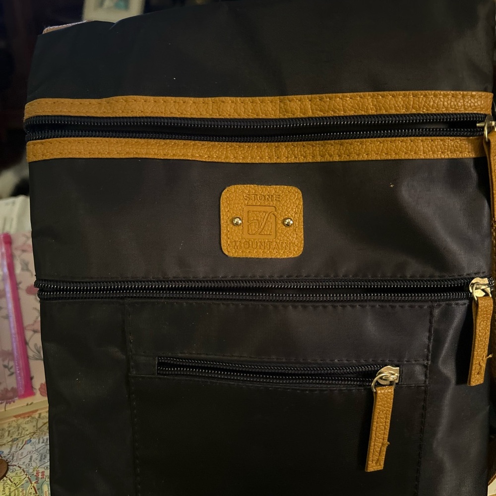 Stone Mountain Navy and Tan Crossbody clean washable  fabric
